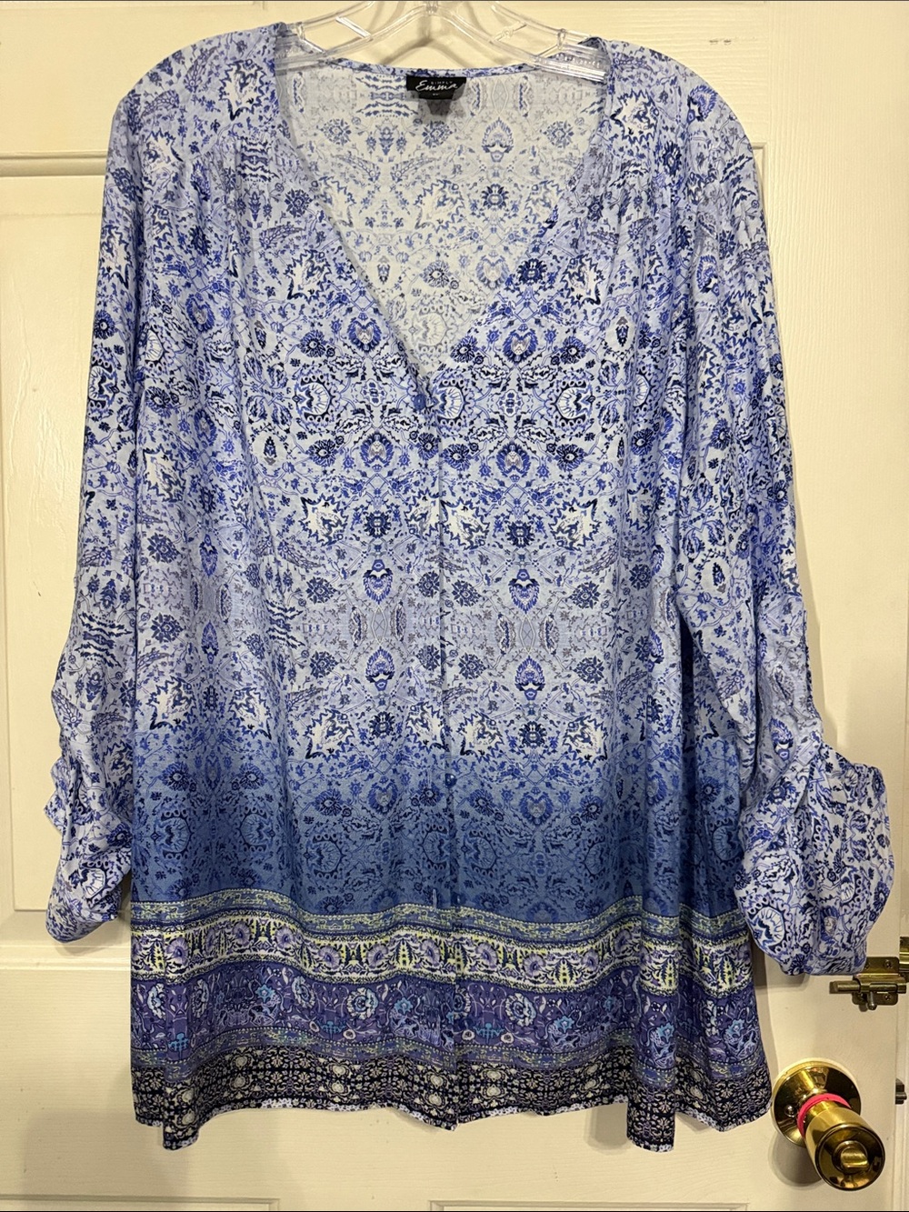 Simply Emma Blue Paisley V-Neck Tunic